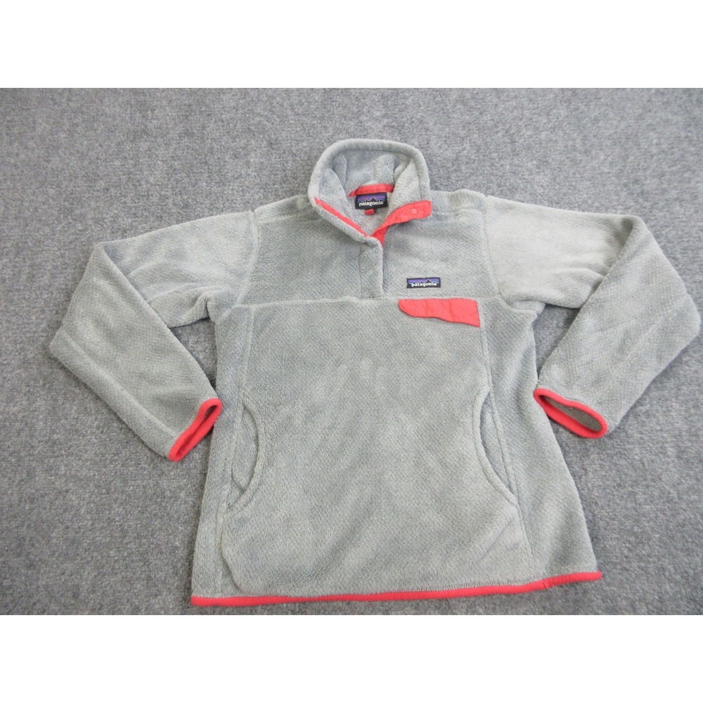 Patagonia Fleece Pullover Womens Small Gray Re-Tool Snap T Kangaroo Pocket